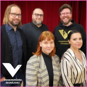 Kuvassa vasemmalta ylhäältä alas; Antti Knuuttila, Lari Paski, Markus Ojala, Elina Harju ja Noora Jussila.